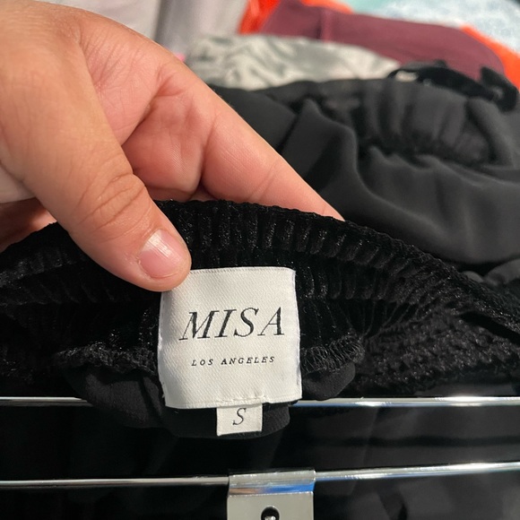 MISA Los Angeles Monique Off-the-Shoulder Chiffon Dress with Velvet - Picture 3 of 5